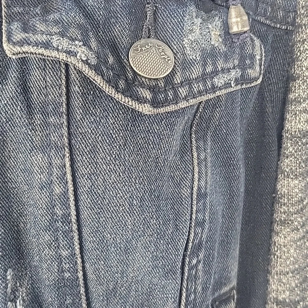 Free People Black Denim Mixed Media Short Hoodie Jacket‎ Small - Picture 5 of 11